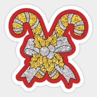 Christmas Gold/Silver Candy Cane (Red) Sticker